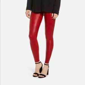 NWT SPANX faux leather legging Red XS